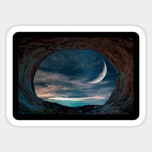 Moon Cave View Sticker